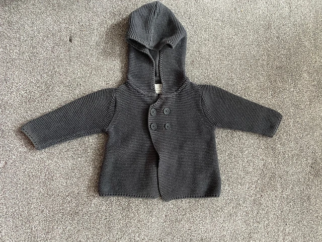 Cardigan unisex bambino Next bambino ragazze grigio caldo con cappuccio 3-6 mesi