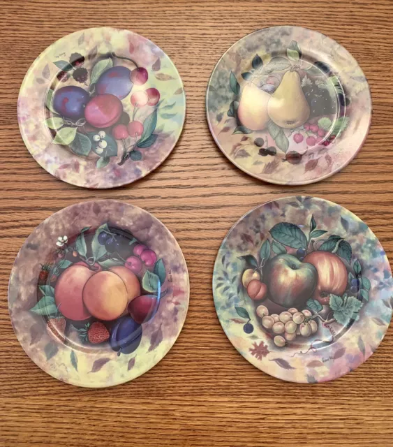 Set of 4 1855 Email De Limoges  Marino Godinger 7.5" Salad Dessert Plates Fruit