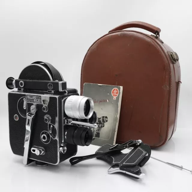 Cámara fotográfica de cine Bolex Paillard H16 Supreme sin reflejo de 16 mm y 3 lentes - funciona