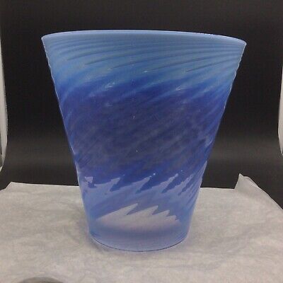 Antique Blue Opalescent Tapered Glass Shade Ribbed Swirl for Hall Lamp Victorian