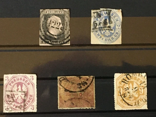 PREU Altdeutschland Preußen 1850-1867, Lot bestehend aus 5 gestempelten Werten