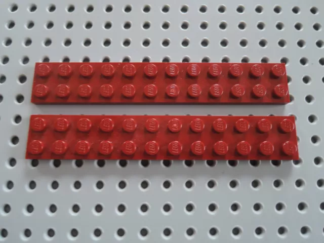 Lego 2 x piastra piatta 2445 rosso scuro 2x12