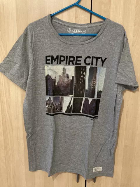 Herren T-Shirt Grau Gr. L mit Empire Fotos vorne