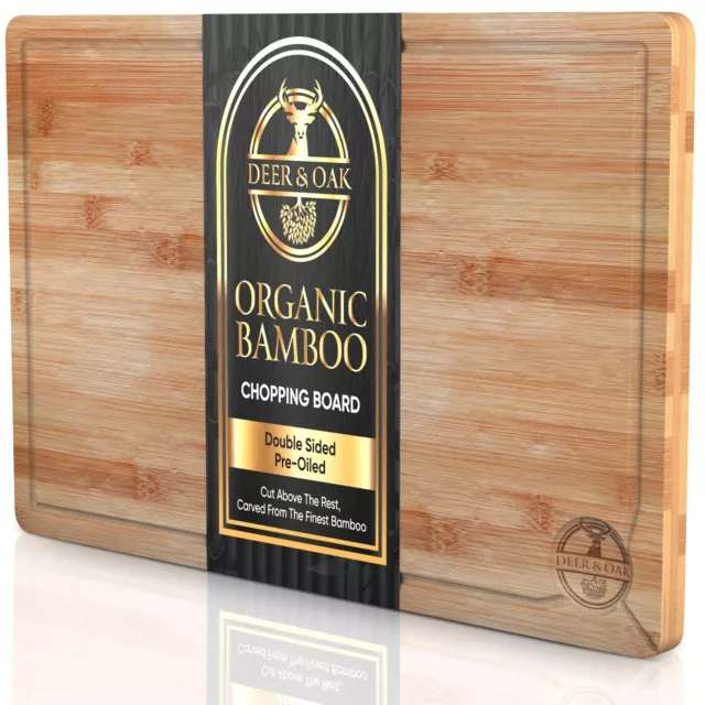 Bamboo Counter Edge Chopping Board Kitchen Secure Wooden Cutting Board  Large M&B 