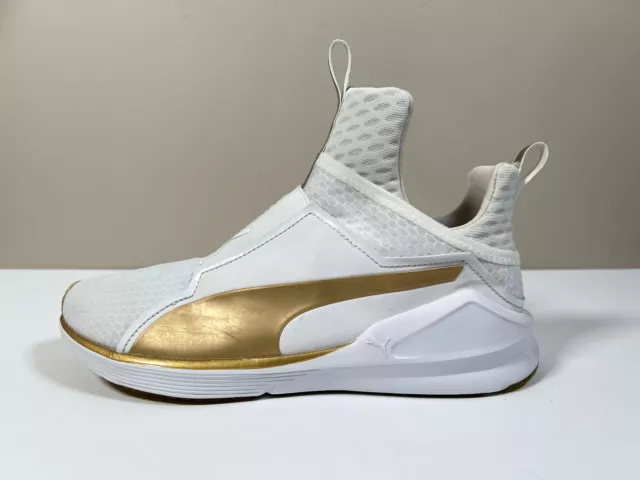 Puma Fierce Womens 8.5 White Gold Training Sneaker Shoes Casual Footwear