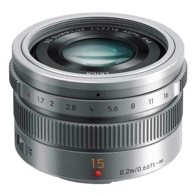 Panasonic Kamera Objektiv LEICA DG SUMMILUX15 mm F1.7 ASPH silber HX 015 asphärisch