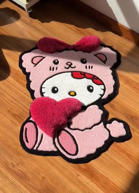 Hello Kitty Set Of 4 Universal Car Floor Mats - Black Carpet With Anti-Slip Backing, Car Interior Accessory-362536