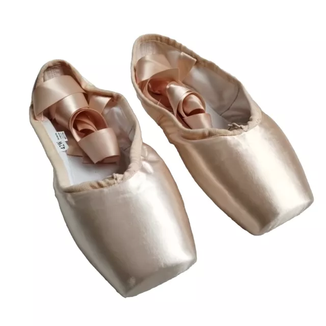 Tanzdunsje Professional Ballet Pointe Dance Shoes Pink W/ Sewn Ribbon Size 42W