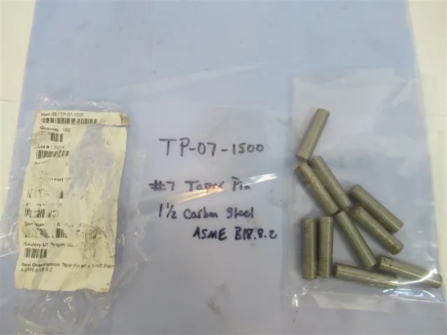 TP-07-1500 , Taper Pin #7 x 1-1/2" Carbon Steel ASME 18.8.2 (PK 10)