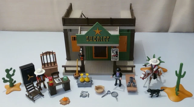 PLAYMOBIL Vintage 1976 - Set Western N°3423 Avec Prison, Bureau Du Shérif, Chevaux Et Personnages