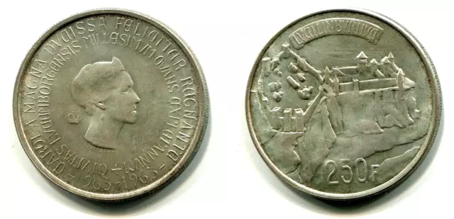 250 Francs Luxemburg 1963 Silber  "1000 Jahr Feier"