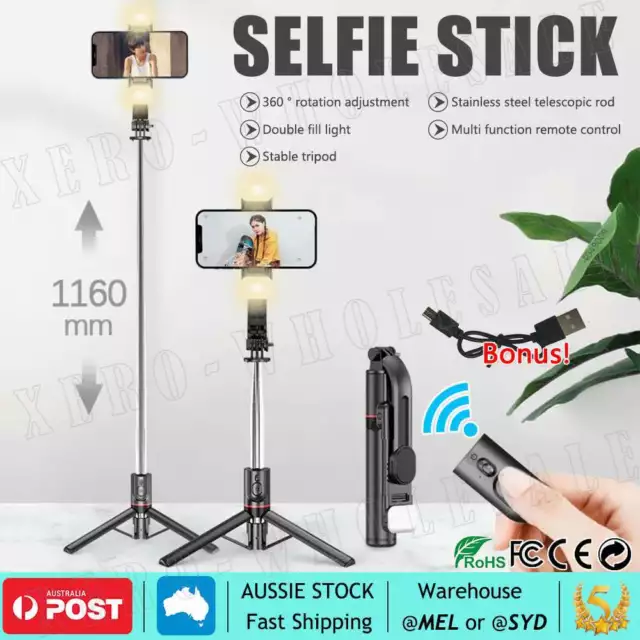 Rotating Tripod Unipod Selfie Stick Wireless Bluetooth Remote For Mobile Phone