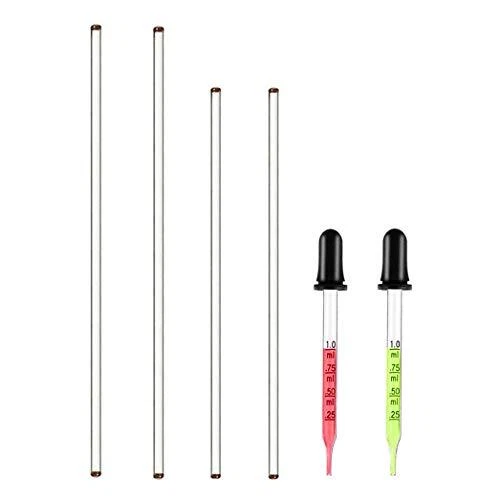 4PCS Glass Stir Sticks Lab Glass Stirring Rod 8"X2 10"X2 with Both Ends Round...