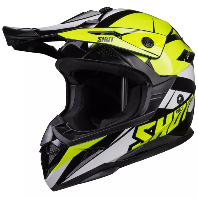 SHOT Pulse Motocross Helmet Black Neon Yellow Off Road MX Helmet XL Ex-Display