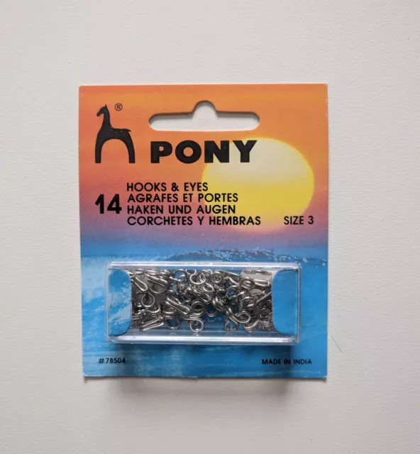 PONY Hooks & Eyes - Size 3 nickel/ set of 14 pieces/ sewing supply/ accessories