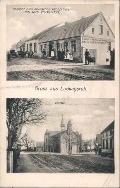 Ludwigsruh 2B Straße, Kirche b Küstrin Landsberg Warthe Neumark Neudamm 1910 2