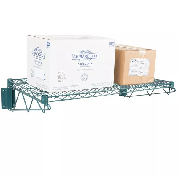 18" x 36" Wall Mount Green Epoxy Wire Shelf Rack Commercial Restaurant Pot NSF