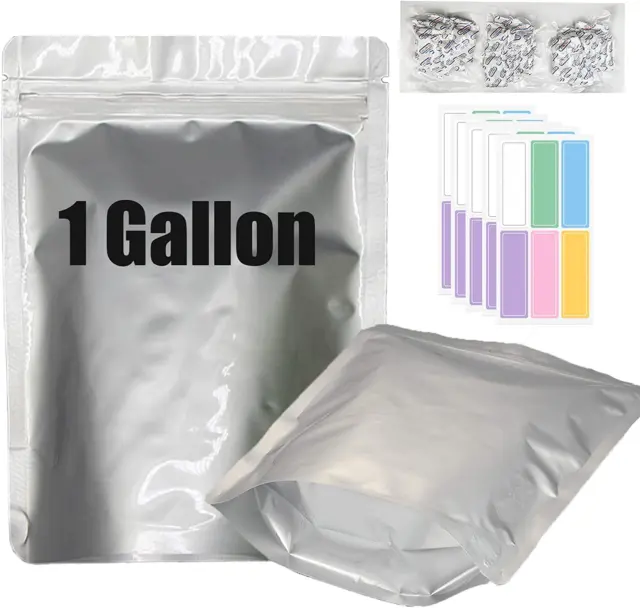 30 Pack Gallon Mylar Bags for Food Storage with Oxygen Absorbers 500Cc (3 Bags o