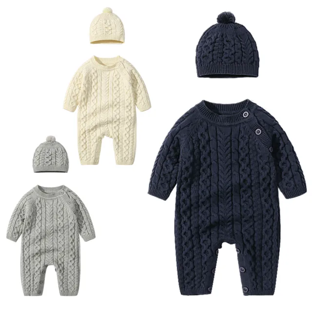 Maglione romper maglione neonato bambino steyette lavorato a maglia tuta con cappello