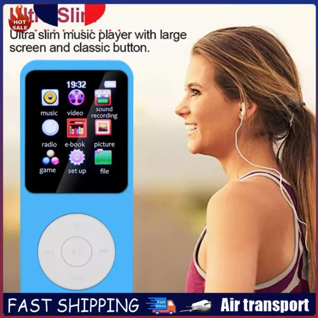 MP3 Player 64GB Music Player Bluetooth-Compatible 5.0 with Speaker(Blue) FR