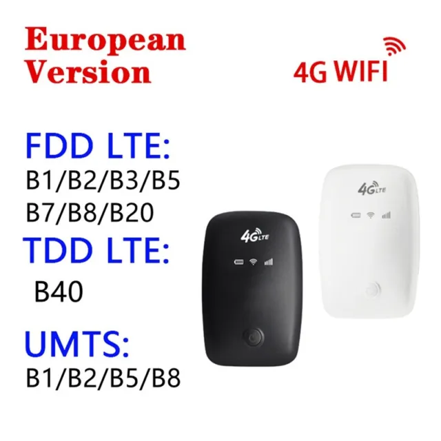 4G LTE Wireless WiFi Box 150Mbps Mini Router WiFi portátil 2100mAh para  Tablet Notebook Teléfono móvil Viajar Ourtdoor (blanco)