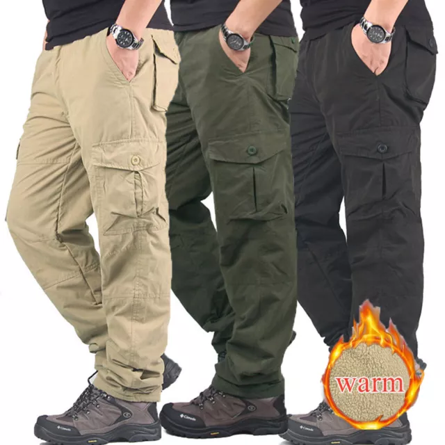 Pantalon De Travail Pour Hommes D'hiver Chaud Doublé De Polaire Thermique .