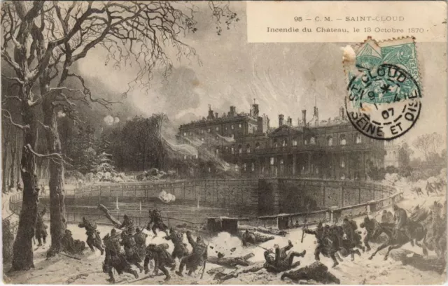 CPA Chateau de ST-CLOUD Incedia MILITARY WAR 1870 (50389)