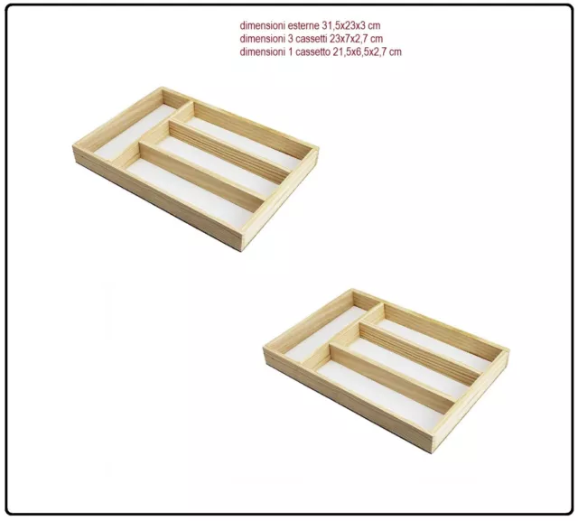 2 pz portaposate 4 scomparti porta posate stoviglie in legno impilabile cassetto