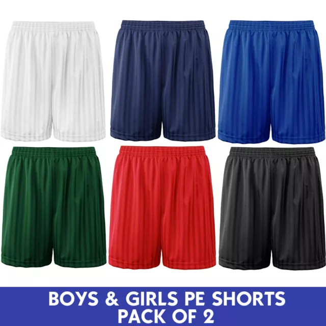 Pantaloncini Unisex Bambini Shadow Strisce Sport Scuola Calcio Pe Palestra Ragazzi Ragazze Confezione Da 2