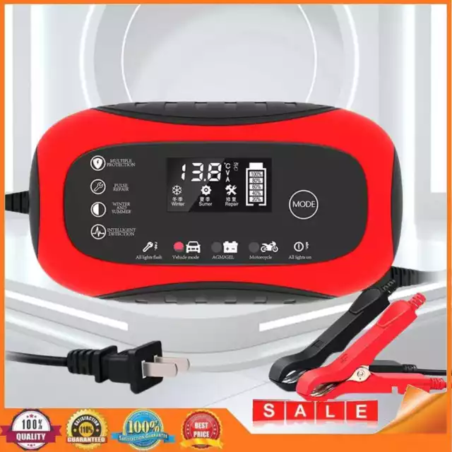 Car Battery Charger LCD Display Fast Charging for 12V Motorcycle SUV Batteries