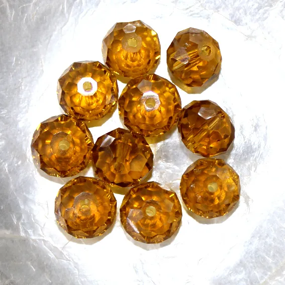 10 CITROUILLES  -  Cristal de Bohême  -  8 X 10 MM  -  JAUNE TOPAZ
