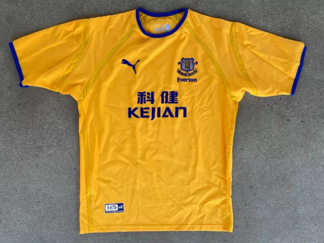 Everton FC 2003 Puma Away Yellow Soccer Jersey 125th Anniversary Size Medium