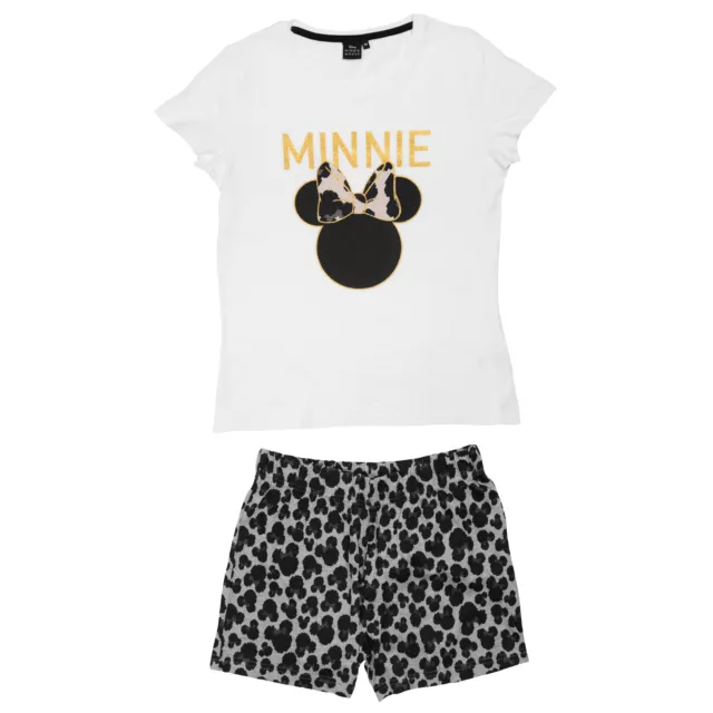 Disney Minnie Mouse Schlafanzug für Damen Pyjama Set Kurzarm Oberteil mit Hose