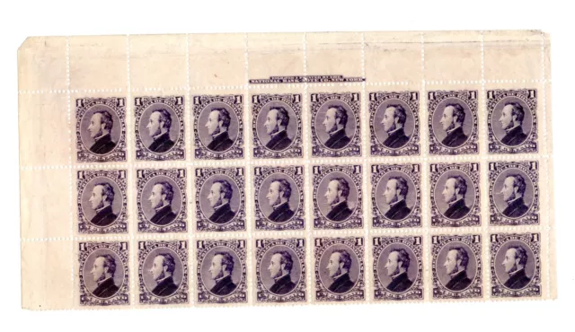 1878 HONDURAS A4 1c Violet Scott 30 President Morazan 8x3 MNH Sheet Scarce