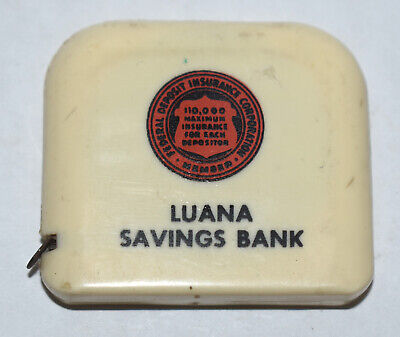 Vintage Luana IA Savings Bank Iowa Advertising Tape Measure