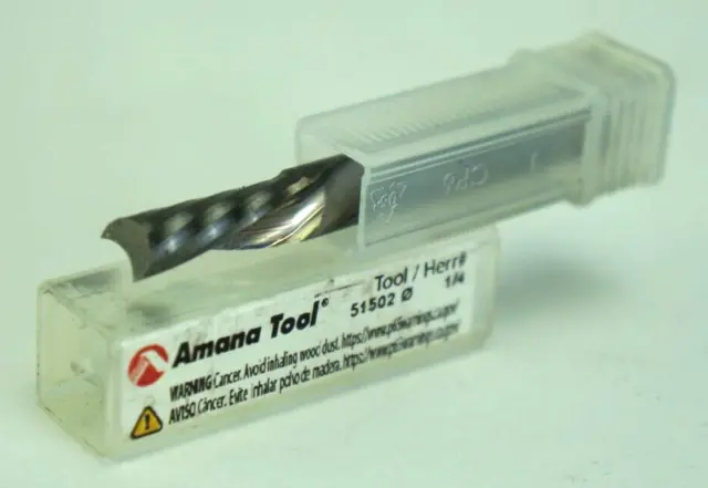 Amana 51502 Carbide Spiral 'O' Flute Aluminum 1/4 x 5/8 Router Bit 1/4 Shank