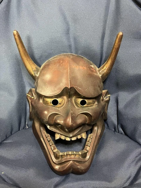 Noh Mask Oni Hannya Japanese Vintage Antique Handmade Wood Carving