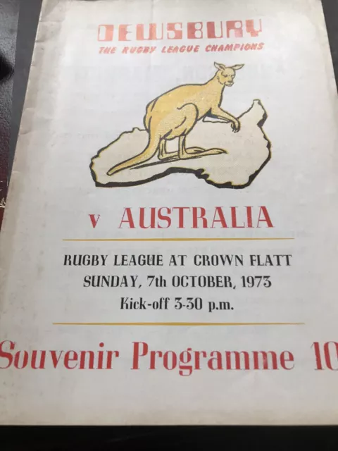 Dewsbury V Australia Rugby League Tour Match 7Th October 1973