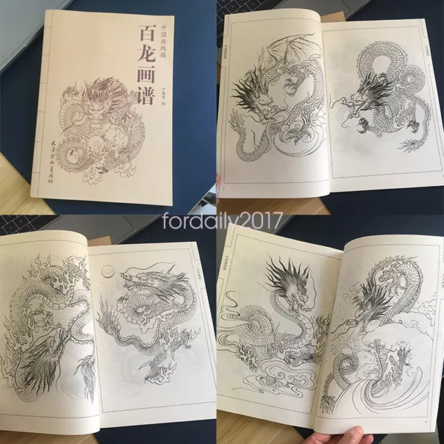 Tattoo Flash Book Hundreds of Dragons For Drawing Sketch Line Sheet Reference