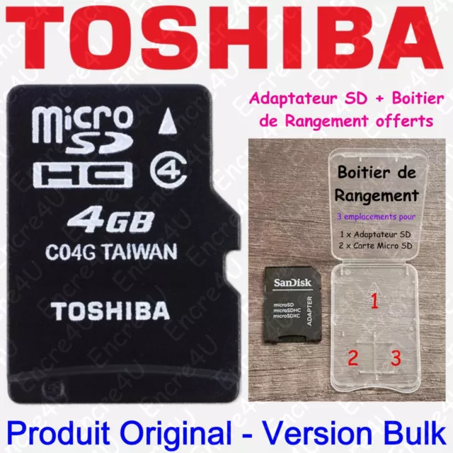 Carte Mémoire 4 Go Gb Micro SDHC TOSHIBA - Existe en 8 16 32 ou 64 Go Gb Giga