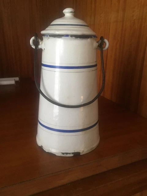 Pot à lait émaillé animaux déco vintage vaisselle émaillée