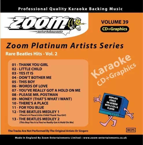 Zoom Karaoke Platinum Artists Serie Band 39 CD + G - seltene Beatles Hits (Vol.2)