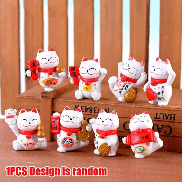 Mini decorazione gatto fortunato in PVC resistente, ideale per decorazione casa e torta