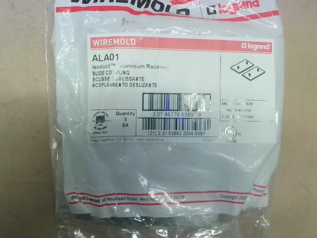 Legrand ALA01 Isoduct Aluminum Raceway Slide Coupling (5 Pc) - Factory Sealed