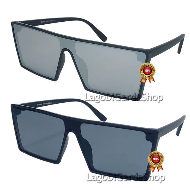 occhiali da sole uomo vintage quadrati specchio nero fashion ragazzo moda 2022