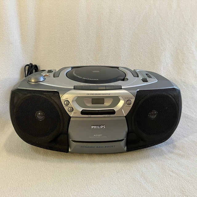 PHILIPS CD TAPE Player AM-FM Radio Boombox W/Power Cord AZ1007 - Tested ...