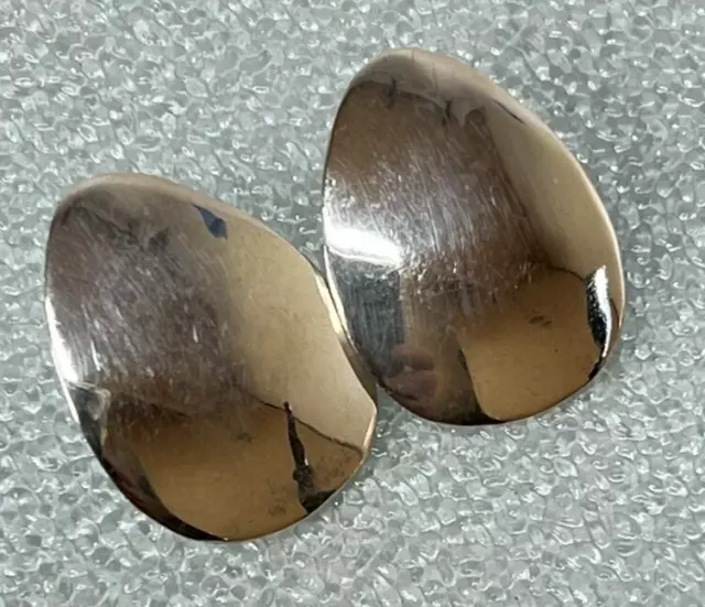 Vtg Sterling Silver Large Smooth Egg-Shaped Earrings, Signed - 12.52 grams 2