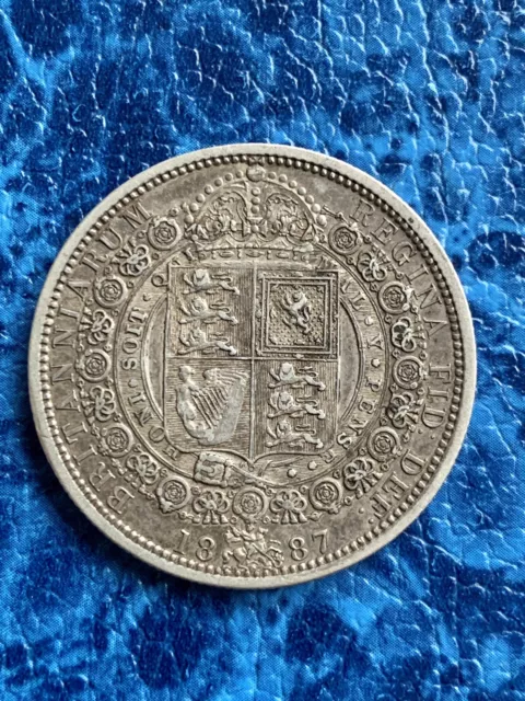 1887 Silver Half Crown Queen Victoria Jubilee head -Antique Collectable-History