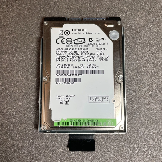 HITACHI HTS541612J9SA00 120GB 5400rpm 2.5 SATA Laptop Hard Drive ...