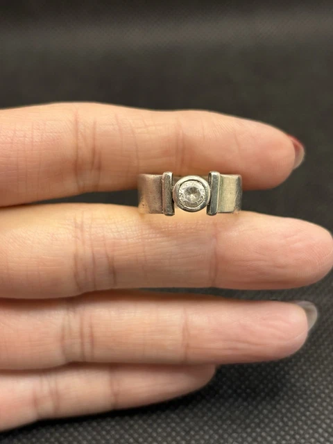 Bague Ancienne En Argent Massif 925 - Taille 56, Style Jonc/alliance, Sans Marque, Fabriquée En France